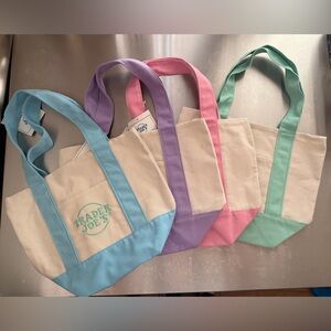 Trader Joe’s Mini Pastel Canvas Tote Bag Set - Multicolor